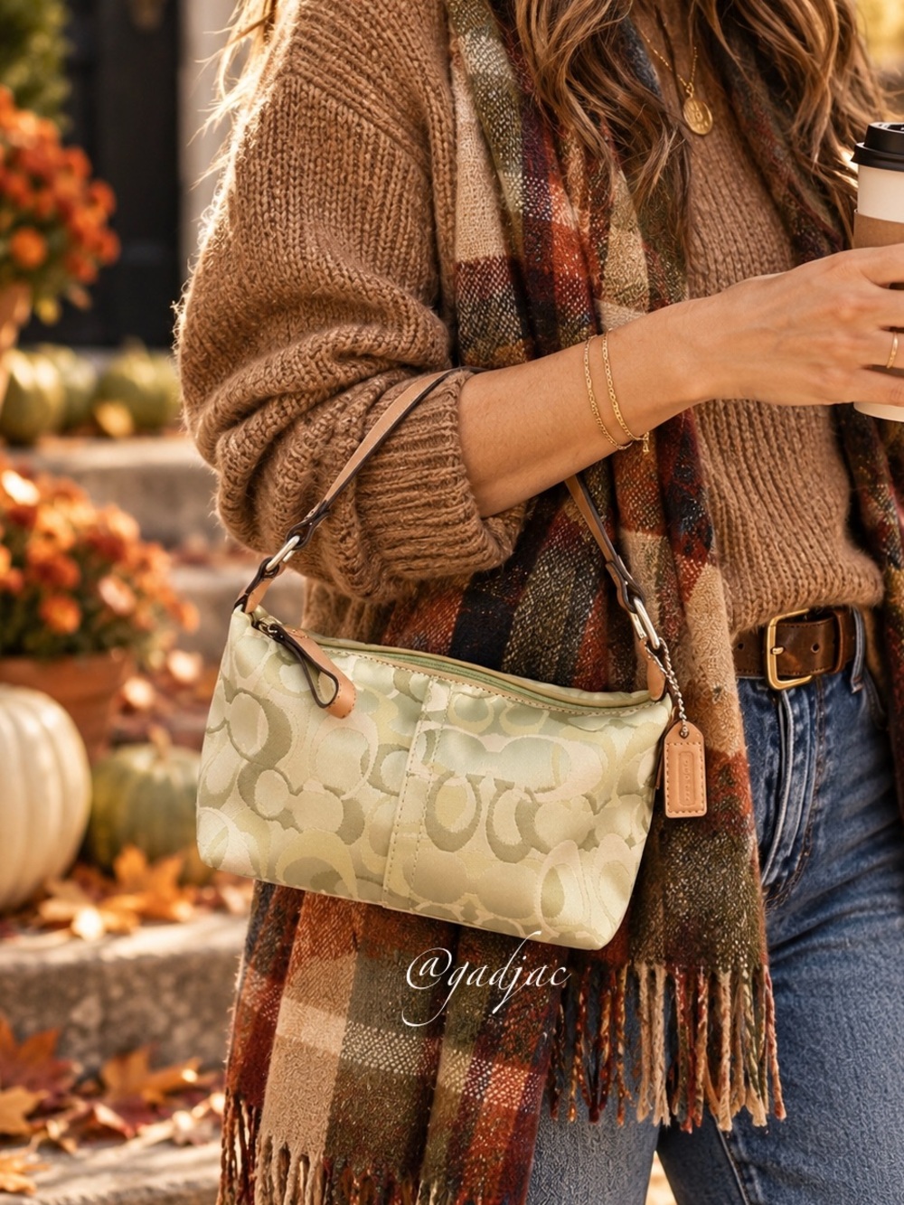 🍏 Rare Y2K Coach Optic Signature C Mini Bag / Pouch (6561) | Pistachio